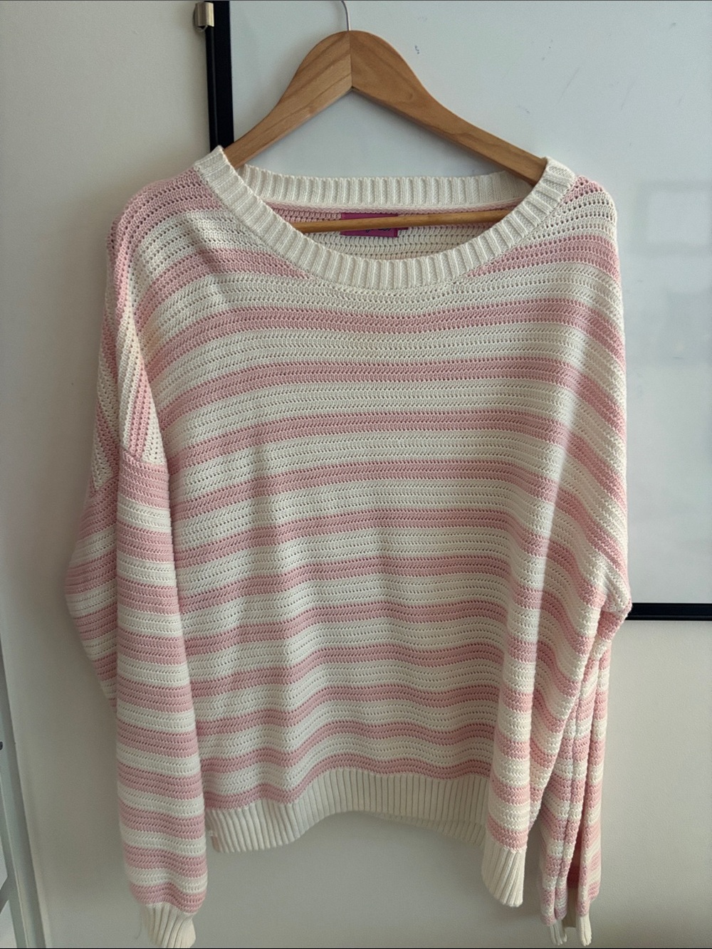 Edikted Pink & Cream Striped Scoop Neck Sweater